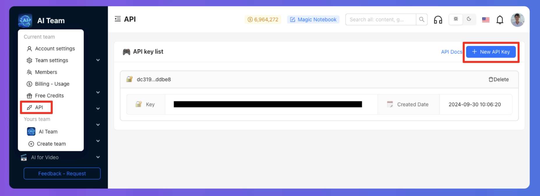 Create API Key